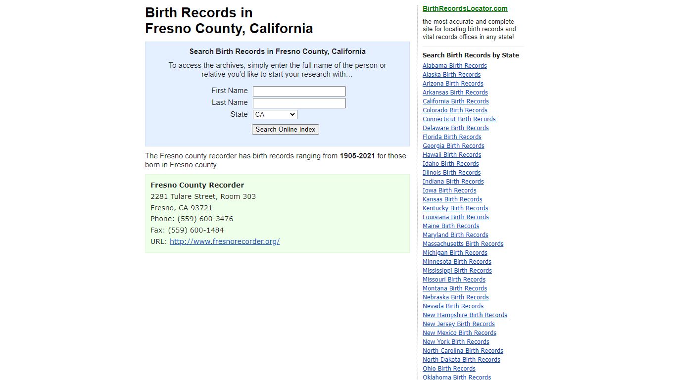 Birth Records in Fresno County, California